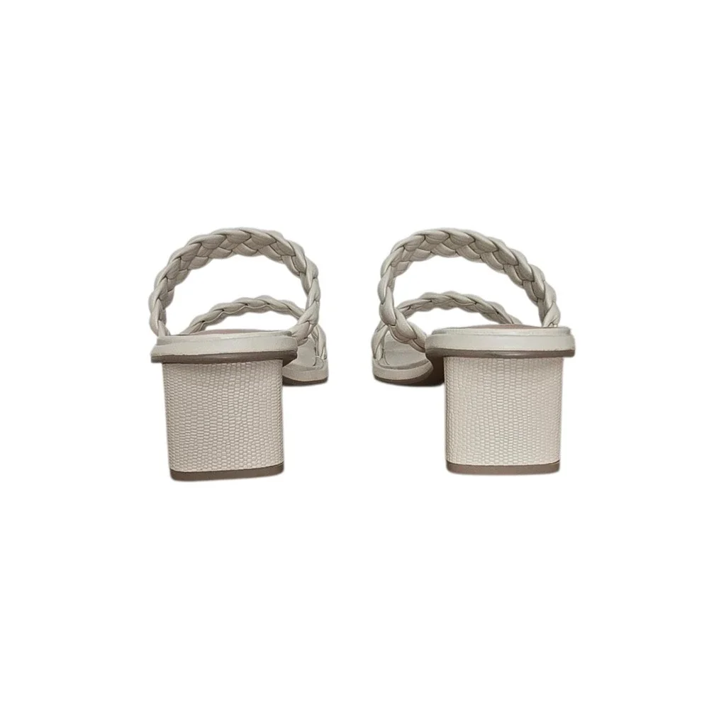 Dolce Vita Paily Braided Block Heel Sandals‎ Ivory Cream Square Toe Womens 11